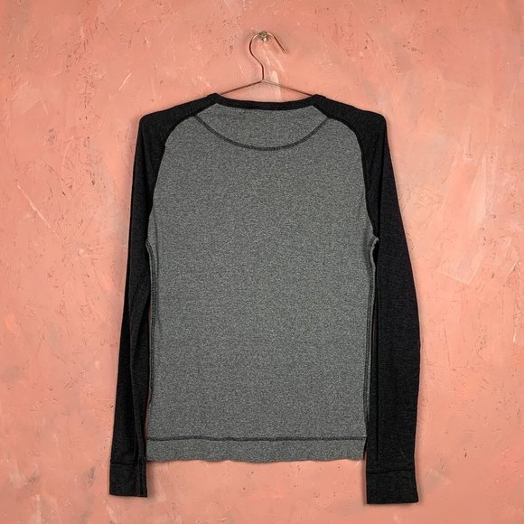 Grey BASEBALL TEE / Men's SMALL Baseball T-Shirt / Grey Long Sleeve T-Shirt / - Picture 4 of 4